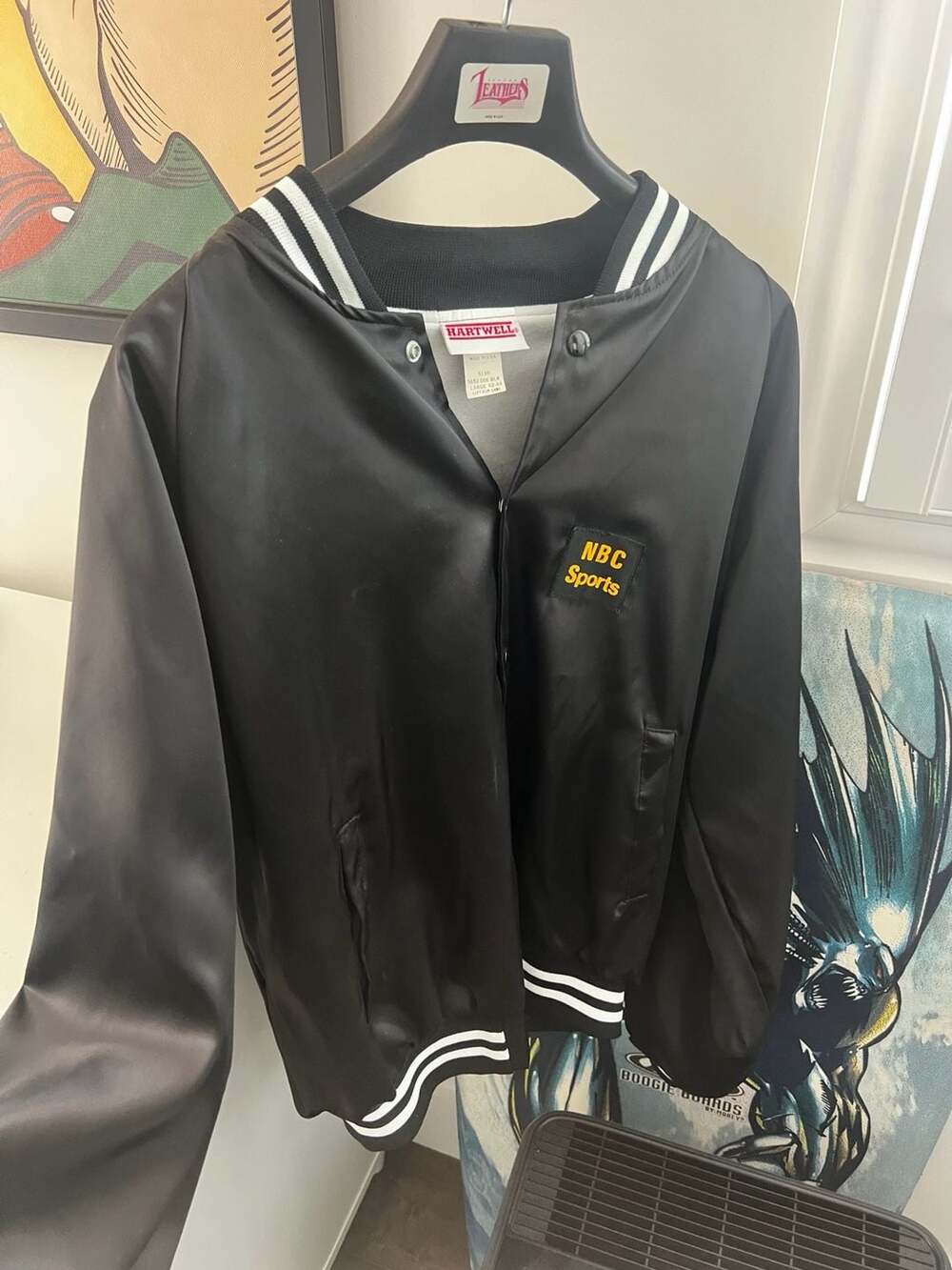Vintage Hartwell NBC Sports Satin Varsity Bomber Jacket